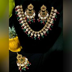 This Traditional Necklace Set Has Matt Gold Finish With Multicolored Beads And Meenakari Work All Over It. It's An Elegant Piece And Best For Any Festive Look . Traditional White Polished Beads Jewelry, Traditional White Kundan Necklace With Polished Beads, Festive White Kundan Necklace With Polished Beads, White Traditional Kundan Necklace For Jewelry Making, Multicolor Meenakari Jewelry Gift, Traditional White Jewelry Sets With Polished Beads, Traditional Multicolor Necklace For Gifts, Traditional Jewelry With Dangling Beads For Celebration, Traditional Jewelry With Colorful Round Beads