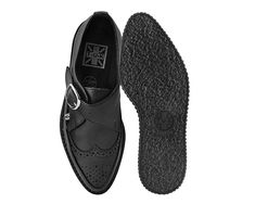 The wardrobe staple of the season. Stay sleek in brogue wingtip creepers. Has a black upper made of our high quality TUKskin material- polishable synthetic faux leather that is both soft and breathable. Features buckle closure and on top of a low sole creeper platform that measures 1 1/4” at the heel and 3/4” in the front and has removable memory foam insoles for added comfort. PETA - Approved Vegan Faux leather Low sole Removable memory foam insole Creepers T.U.K. TUK Creepers run true to US si Mens Creepers, Velvet Creepers, Tuk Creepers, Creeper Boots, Casual Goth, Creepers Shoes, Heritage Fashion, Shoes Outlet, Creepers