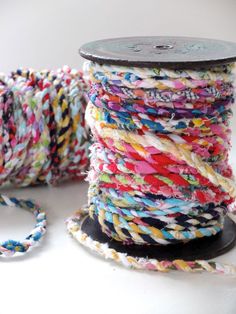 spools of multicolored thread on a white surface