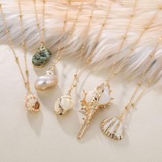 Bohemian Seashell Necklace Collection Conch Shells, Necklace Packaging, Seashell Necklace, Styl Boho, Summer Necklace, Sea Beach, Shell Pendant, Shell Necklaces, Chain Choker