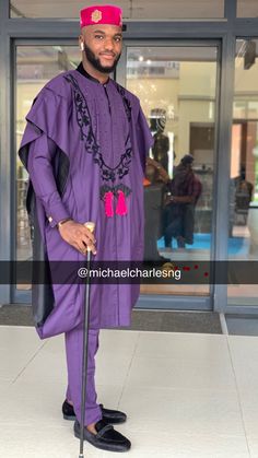 African Men’s Attire by Michael Charles Wedding Agbada for sophisticated Man Wedding Agbada Ceremonial Agbada Purple Agbada Agbada with Embellishments  Agbada for Men  African Agbada African Men’s clothing Agbada with PhD Agbada For Men, Sophisticated Man, Aso Ebi Style, Nigerian Traditional Wedding, Man Wedding, African Attire For Men, Aso Oke, Purple Outfits