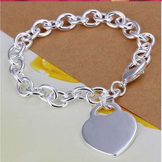 Personalized bracelet with Heart charm bracelet - Engraved silver bracelet Solid Silver Bracelets, Silver Engraved Bracelet, Circle Bracelet, Mens Bracelet Silver, Silver Plated Bracelet, 925 Silver Bracelet, Silver Jewelry Fashion, Christmas Gift Jewelry, 925 Silver Jewelry