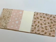 three different colors of fabric on top of each other with polka dots and paisley designs