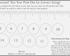 a printable ruler with numbers on it and the words, important test your print out for