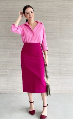 Business Casuals, Look Rose, Professional Outfits Women, Everyday Fashion Outfits, Professional Outfits, Inspirational Women, Skirt Outfits, Dress Codes, Long Skirt