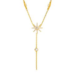 Unveil the magic of the stars with our Stellar Radiance Gold & Diamond Necklace, a piece that captures celestial beauty and spiritual elegance. Crafted from high-quality 18K gold plated on sterling silver, this necklace features a captivating star pendant adorned with sparkling diamonds. The unique design is enhanced by a delicate chain with additional diamonds cascading from the pendant, adding an extra touch of brilliance. These diamond accents along the chain make this necklace truly stand ou Elegant Gold Necklace With Star Charm, Elegant Gold Star Necklace, Luxury Gold Star Necklace, Celestial Yellow Gold Jewelry With Star Charm, Luxury Gold Star Jewelry, Celestial Gold Clavicle Chain Necklace, Celestial Gold Clavicle Chain Necklaces, Gold Celestial Clavicle Chain Necklace, Spiritual Yellow Gold Necklace With Star Charm