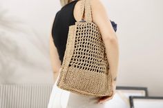 "Straw Beach Bag, Raffia Bag, Crochet Purse Bag, Natural Handbag, Raffia Tote Bag, Hand Knit Beach Bag, Black Raffia Tote Features: 100% Eco-Friendly Raffia Yarn Without Lining & Pocket Dimensions, Brown Natural Color: 35x30 cm. / 13.5\"x12\" Width: 8cm. / 3\" Strap size:  100% Eco-Friendly Raffia Yarn Brown Raffia Yarn Without Lining & Pocket Black Color: 30x30 cm. / 12\"x12\" Strap size: 20cm. / 7\" 100% Eco-Friendly Raffia Yarn Black Raffia Yarn Without Lining & Pocket **Fractions rounded up Vacation Knitted Straw Tote Bag, Knitted Straw Tote Bag For Vacation, Rectangular Knitted Straw Bag For Summer, Knitted Straw Bag For Summer Vacation, Summer Rectangular Knitted Straw Bag, Knitted Straw Bag For Summer Beach, Summer Beach Knitted Straw Bag, Rectangular Knitted Straw Bag For Travel, Rectangular Knitted Straw Travel Bag