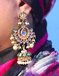 Jadau Jhumka Earrings Jewelry Jewellery Set, Indian Kundan Pearls Traditional Handmade Pearls Style Jhumka Pakistani Jewellery Set Adorn yourself with these beautiful Earrings set and look more beautiful with these beautifully hand-painted earrings. ITEM DESCRIPTION Metal = Gold Plated Occasion = Wedding, Party Wear, Bridal Color = Clear and Yellow Weight = 30 gram each Length = 9 CM Happy Buying :) Traditional Cutdana Dangle Jhumkas, Meenakari Earrings For Puja, Round Shape, Meenakari Round Earrings For Puja, Round Meenakari Earrings For Puja, Meenakari Earrings For Puja, Traditional Dangle Jhumkas, Traditional Cutdana Jhumkas Dangle, Traditional Cutdana Jhumkas, Traditional Dangle Jhumkas For Diwali