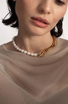 Curb Chain Necklace, Chain Links, Pearl Size, Curb Chain, Chain Link, Fresh Water, Freshwater Pearls, The Modern, Chain Necklace