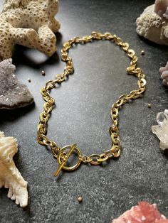 A chunky 16k gold filled rolo chain is finished with a 24k gold filled toggle clasp for a great statement piece in your necklace stack. The chain links are 6.5x8.5 mm. Cork Bracelet, Necklace Stack, Gemstone Drop Earrings, Gold Choker Necklace, Chain Links, Gold Choker, Rolo Chain, Toggle Clasp, Gold Filled Jewelry