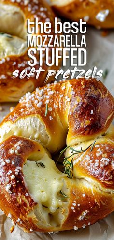 the best mozzarella stuffed soft pretzels with rosemary sprinkled on top