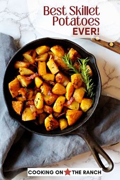 the best skillet potatoes ever cooking on the ranch