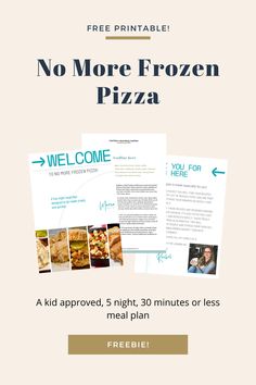 a flyer for a frozen pizza restaurant with an image of the menu and instructions to make it