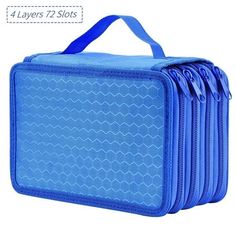 TSV 72-slot large-capacity pencil case adopts an independent elastic support design so that various items can be placed in an orderly manner. A portable pencil storage case can be easily carried anywhere for travel or outdoor work. Don't hesitate, come and take it home!! Size: 7.87 x 5.51 x 3.54inch (200 x 140 x 90 mm) with 4 layers (11.5 oz).  Color: Blue. Rectangular Pencil Case With Card Slots For School, Blue School Organizer With Pen Slots, Blue School Organizers With Pen Slots, Educational Blue Pencil Case With Pen Holders, Blue Rectangular Case Bag For Back To School, Blue Educational Stationery For School, Educational Blue Stationery For School, Blue Pencil Case With Zipper For School, Portable Blue Cases For Storage