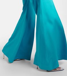 Find NINA RICCI High-rise Satin Flared Pants on Editorialist. Material: 74% acetate, 26% viscose. Care instructions: dry clean. Made in Romania. Designer color name: Bleu. Material II: 100% viscose. Closure: zipper, hook fastening. Made In Romania, Color Name, Flared Pants, Color Names, Flare Pants, Romania, Color Design, Care Instructions, High Rise