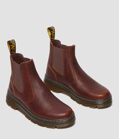 Dr. Martens Embury Leather Chelsea Boot - Brown US 13, Men's Cashew Distressed leather pull-on boot Elasticized insets Cushioned footbed 5 shaft. Due to the nature of leather/suede, small variances of color in the skin may occur, this is in no way considered a defect. These are inherent characteristics of leather/suede and will enhance the individual look of your garment.. Embury Leather. Boot Care: Wiping down the leather uppers after each wear will keep your boots looking their best. An occasi Leather Steel Toe Slip-on Boots, Leather Slip-on Boots With Steel Toe, Slip-on Leather Boots With Steel Toe, Brown Chelsea Boots With Snip Toe And Leather Footbed, Brown Chelsea Boots With Leather Footbed And Snip Toe, Brown Snip Toe Chelsea Boots With Leather Footbed, Brown Moc Toe Chelsea Boots With Leather Footbed, Rugged Brown Chelsea Boots With Reinforced Toe, Rugged Chelsea Boots With Leather Footbed For Winter