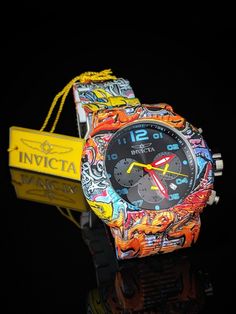 Invicta Graffiti Pro Diver Chronograph Quartz Men's Watch 52 mm Unusual Watches, Men's Watch, Diver, Chronograph, My Jewellery, Wrist Watch, Graffiti