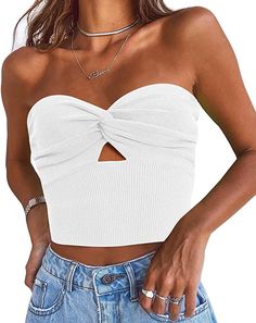 Sexy tube top, strapless with cut out design Available in multiple sizes and colors Knit Y2k, Corset Tops, Tube Tops, Twist Knot, Cropped Tube Top, Knit Crop Top, Preppy Outfits, Corset Top, Cute Tops