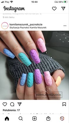 Spring Sweater Nails, Nails Efecto Sueter, Michelle Nails, Teen Nails, Quick Nail Art, Vday Nails, Aqua Nails, Short Gel Nails, Gel Nail Art Designs