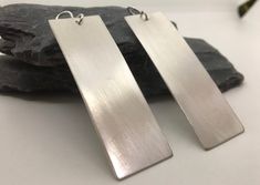 Handmade long rectangular sterling  silver earrings. Statement earrings. Gift for her. Earrings Handmade Silver, Sterling Silver Earrings Handmade, Silver Statement Earrings, Gift Best Friend, Silver Earrings Handmade, Gift For Her Birthday, Best Friend Gift, Earrings Statement, Best Friend Gifts