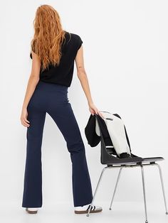 High Rise BiStretch Flare Pants | Gap Stretch High-waisted Pants For Work, High Stretch Trousers For Work, Stretch High-waisted Office Bottoms, Stretch Full-length Pants For Business Casual, Stretch High-waisted Pants For Office, Full Length Stretch Workwear Pants, Casual Dress Pants With 4-way Stretch For Office, Casual Office Dress Pants With 4-way Stretch, Stretch Work Pants For Business Casual