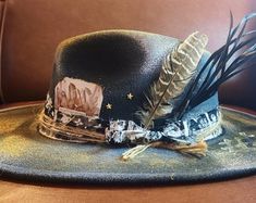 Best SELLER Custom Cowboy HATBAND Denim and Oregon Pen Wool Lets Design Yours-rodeochics Exclusive Custom Order-one of A Kind - Etsy Black Feathers, Hat Band, The Gold, Best Seller, Cowboy Hats, Caps Hats, Oregon, Accessories Hats, Cowboy