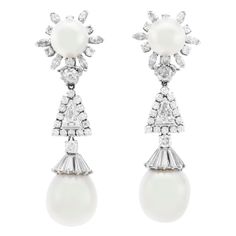 Classic White Gold Pearl Earrings, Luxury Platinum Pearl Earrings For Wedding, Classic Platinum Pearl Earrings For Formal Occasions, Luxury Platinum Pearl Earrings For Formal Occasions, Classic Evening Pearl Earrings, Pear-shaped, Classic Evening Pear-shaped Pearl Earrings, Pearl Drop Earrings Gold, Pearl And Diamond Earrings, Pink Topaz