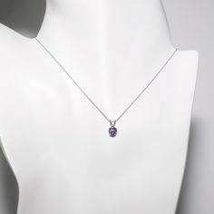 14KT White or Yellow Gold 0.03 CT Round Diamond and 6x6MM 0.70 Carat Heart Amethyst Pendant with 18" Cable Link Chain. Fine Jewelry Heart-shaped Amethyst, Purple Heart Cut Sterling Silver Necklace, Purple Heart-cut Sterling Silver Necklace, Fine Jewelry Heart Pendant Necklace With Prong Setting, Heart Cut Amethyst Necklaces For Anniversary, Heart Cut Amethyst Necklace For Anniversary, Amethyst Heart Cut Necklace For Anniversary, Amethyst Heart Pendant Jewelry For Anniversary, Purple Heart Pendant Necklace For Formal Occasions