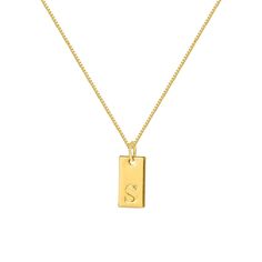 ❈ Make a subtle statement with our rectangle Gold Bar Letter Necklace – the ultimate accessory for trendsetters who love to rock their individuality with a touch of glam! Crafted from alloy steel and dipped in 18 karat gold electroplating, this necklace is a sleek and chic addition to your jewelry collection. The rectangular gold bar pendant exudes modern vibes, making it the perfect canvas to showcase your personality through a custom letter. Hanging from a stylish box chain at a sassy 20 inche Everyday Rectangular Yellow Gold Bar Necklace, Everyday Yellow Gold Rectangular Bar Necklace, Rectangular Yellow Gold Bar Necklace For Everyday, Elegant Rectangular Bar Necklace As Gift, Elegant Rectangular Bar Necklace For Gift, Elegant Rectangular Bar Necklace Gift, Modern Personalized Rectangular Necklaces, Minimalist Yellow Gold Bar Necklace With Rectangular Pendant, Classic Gold Rectangular Bar Necklace