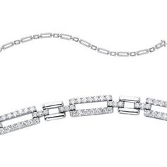 Sofer Jewelry - Alternating Diamond and Polished Gold Link Bracelet in 18K White Gold Dazzling Baguette Cut Diamond Bracelets, White Platinum Diamond Bracelet For Formal Occasions, Formal White Platinum Diamond Bracelet, Timeless Baguette Cut Diamond Bracelet With 17 Jewels, Platinum Diamond Bracelet With Baguette Cut, Timeless Diamond Bracelet With 17 Jewels And Baguette Cut, Dazzling White Gold Baguette Cut Diamond Bracelet, White Diamond Bracelet With Pave Setting For Formal, Formal Diamond White Diamond Bracelet With Pave Setting