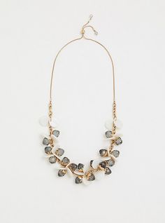 Elegant neutral tones create a flattering bib necklace that's versatile enough from desk to dinner. Adjustable clasp. 28” length with 3” extender. Base metal. Imported. The best plus size women's white & grey stone statement necklace necklaces in multi. Torrid is your destination for the freshest spring and summer styles. Traditional Wedding Jewellery, Baguette Diamond Necklace, Baguette Necklace, Floral Statement Necklace, Stone Statement Necklace, Rose Gold Charms, Filigree Necklaces, Gold Sun, Pearl Jewelry Necklace