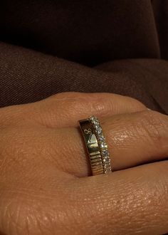 Meet the engravable version of our best selling ribbed Annabelle Ring. Etch a love letter or special date onto the face and honor your many moments lived. Wear as a wedding band or everyday ring. 14k solid gold—always Non-hollow Average weight: 4.1g Band width: 3.4mm Engraving Font: York Script Engraved pieces are final sale. Previews serve as visual references. The final product may vary slightly. This piece is made to order. Please allow at least 3-4 weeks for production during peak holiday se White Gold Promise Jewelry Stamped 14k, White Gold 14k Stamped Promise Jewelry, Luxury 14k Gold Stackable Engraved Ring, Timeless Stackable Engraved Ring For Anniversary, Luxury Stackable 14k Gold Engraved Ring, Diamond Cut Initial Ring In White Gold For Anniversary, White Gold Diamond Cut Initial Ring For Anniversary, Heirloom 14k Stamped Initial Promise Ring, Personalized Diamond Stackable Rings For Anniversary