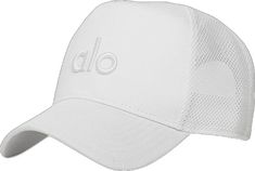 Classic White Hat With Logo Patch, Classic White Baseball Cap With Logo Patch, White Cap With Mesh Back, White Mesh Back Cap, White Curved Brim Hat With Mesh Back, White Mesh Back Hat With Curved Brim, Classic White Trucker Hat, White Trucker Hat With Mesh Back, White Trucker Baseball Cap With Logo Patch