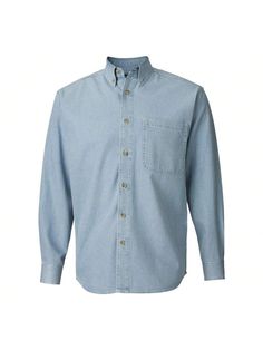 6.5 oz./yd, 100% cotton denim. Woodtone buttons. Button-down collar. Three-button adjustable cuffs. Double-needle stitching throughout. Felled seams. Left chest pocket. 2-ply back yoke and locker loop. No back box pleat. Dark Denim is stonewashed.Sierra Pacific Long Sleeve Denim Shirt (Light Denim) Blue Casual  Long Sleeve Fabric Plain Shirt Non-Stretch  Men Clothing, size features are:Bust: ,Length: ,Sleeve Length: Long Sleeve Denim Shirt, Plain Shirt, Men Shirts, Plain Shirts, Button Down Collar, Light Denim, Men Clothing, Dark Denim, Mens Denim