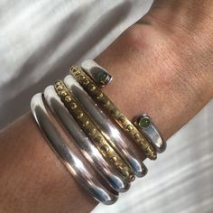 Lunas — MoonPi Jewelry Silver Bracelet Stack, Mixed Metal Bracelets, Bronze Jewelry, Mixed Metal Jewelry, Stacked Bangles, Stacked Jewelry, Dope Jewelry, Jewelry Outfit, Funky Jewelry