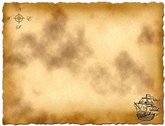 an old parchment paper with a pirate ship on it and some clouds in the background