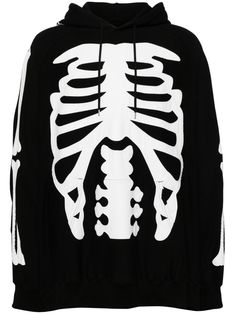 black/white cotton blend skeleton print slouchy drawstring hood long sleeves front pouch pocket ribbed cuffs and hem Skeleton Bleach Hoodie, Ribcage Hoodie, Black Emo Cotton Hoodie, Black Skeleton Hoodie, Black Skeleton Zip Up Hoodie, Hoodie Skeleton, Punk Long Sleeve Hoodie With Skull Print, Skeleton Hoodie, The Soloist