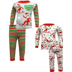 Has YOUR Elf on the Shelf appeared yet? What perfect pajamas to get everyone excited about Christmas! These super cute pajamas for boys feature the adorable Elf on the Shelf. Two pair of cotton pajamas are included. These are snug fitting to comply with safety regulations. Size: 6.  Color: Gray.  Gender: male.  Age Group: kids. Fun Winter Sleepwear For Sleepovers, Playful Christmas Sleepwear, Playful Christmas Loungewear Set, Playful Christmas Playtime Clothing Sets, Playful Christmas Sleepover Sets, Playful Christmas Playtime Sets, Pajamas For Boys, Cotton Pajamas, Cute Pajamas