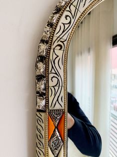 Vintage Moroccan Mirror - Handmade Arch Bone Inlay Wall Mirror – Palmeraies Moroccan Henna, Bone Inlay Mirror, Moroccan Mirror, Arch Mirror, Bone Inlay, Natural Dye, Dream House Decor, Vintage Moroccan, Mirror Wall Decor