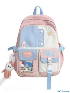 OrcaJump - Unisex School Bag Womens Book Bag Functional Backpack Oxford Fabric Solid Color Large Capacity Waterproof Zipper Daily School Bag (Green, Kawaii Portable Backpack For Travel, Portable Kawaii Backpack For Travel, Cute Standard Backpack For Outdoor, Cute Backpack For Outdoor Use, Cute Backpack For Outdoor, Cute Outdoor Backpack Bag, Kawaii Travel Bag With Pockets, Pink Bags For Outdoor And Back To School, Pink Backpack With Pockets For Outdoor