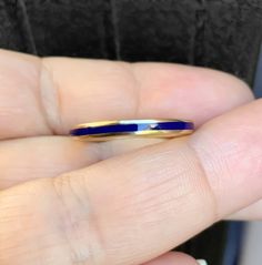 Navy blue enamel band ring 2.5mm unisex color enamel stacking ring His & hers enamel wedding band MaterialSolid Gold (10K, 14K, 18K) or Platinum 950 FinishingHigh Polished/ Shiny PlatingRhodium/ Platinum Family (Only if white gold selected) FitStandard/ Comfort Width2.5mm Height2mm EnamelNavy Blue Send us a message, if YOU WANT ANOTHER COLOR ENAMEL.  You can choose for the band to be wider or thinner, have a stone(s) set or request another design. It's all possible! The ring will come in a ring Make Design, Stacking Ring, Ring Box, Eternity Bands, Stacking Rings, Gold Style, Band Ring, Laser Engraving, Wedding Band