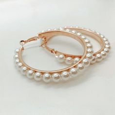 white pearl hoops elegant earrings basic simple Trendy Hoop Earrings With Pearl Drop, Trendy Gold Hoop Earrings With Pearls, Small Hoop Pearl Earrings, Single Hoop Pearl Earring For Parties, Trendy Pearl Earrings For Pierced Ears, Trendy Single Hoop Pearl Earring, Classic Metal Hoop Earrings For Party, Party Pearl Charm Hoop Earrings, Hoop Pearl Earrings For Party