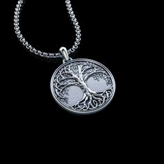 Scandinavian Yggdrasil Silver Viking Pendant, the World Tree or Tree Of Life. Item details: * Pendant Dimentions : 1.37 inch x 1.37 inch (3.5 cm x 3.5 cm) * 925K Sterling Silver * Chain + Pendant Weight: 13-15 grams Silver Tree Of Life Round Pendant Necklace, Symbolic Silver Tree Of Life Jewelry, Symbolic Silver Jewelry With Tree Of Life, Symbolic Silver Necklace With Tree Of Life, Symbolic Tree Of Life Round Pendant Jewelry, Tree Of Life Round Pendant Jewelry For Anniversary, Personalized Silver Nature-inspired Jewelry, Sterling Silver Tree Of Life Round Pendant Necklace, Sterling Silver Tree Of Life Necklace With Round Pendant