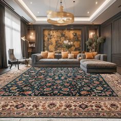 a living room filled with lots of furniture and rugs