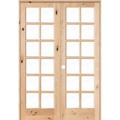 the doors are made from wood and have glass panels on each side, which give it an open feel