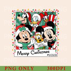 a christmas card with mickey mouse and friends