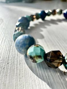 Healer Crystal State of Mind Bracelet Stacks - Studio Selyn Healing Inspiration, Celestial Blue, Inner Wisdom, Turquoise Crystal, Spiritual Protection, Beads Bracelet Design, Spiritual Wellness, Bracelet Design, Tourmaline Crystal