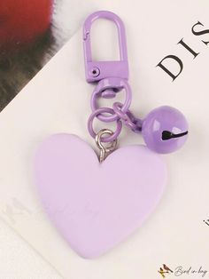 BirdinBag - Womens Heart-Shaped Pendant Keychain: Adorable Bag Charm with Bell Ab Patterns, Embellished Bags, Purple Collar, Elegant Bags, Heart Shape Pendant, Cute Bags, Stylish Bag, Cute Bag, Color Orange