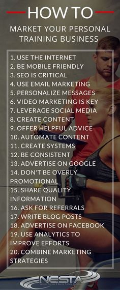 a man and woman sitting next to each other with the text how to market your personal training business