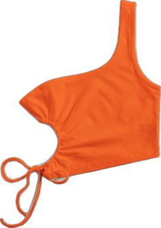 Drawstring Tank Top For Beach In Spring, Beach Top With Drawstring, Stretch Cami Top For Beach Season, Fitted Drawstring Tank Top For Summer, Stretch Drawstring Tops For Beach, Orange Tank Top For Vacation, One Shoulder Tank Top For Summer, Summer Beach Tank Top With Drawstring, Fitted Tank Crop Top For Beach Season